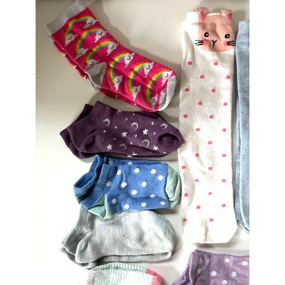 25 pair Girls Kids Sock Bundle includes Christmas Hello Kitty Floral Knee Socks - Picture 2 of 7